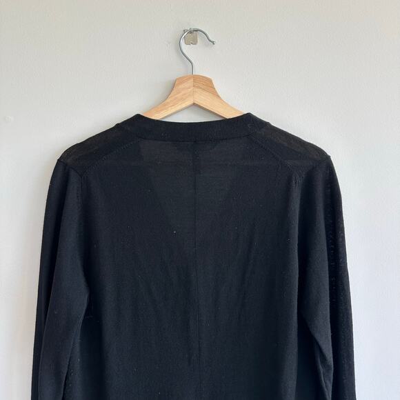BCBGMAXAZRIA Merino Wool Round Hem Button Front V-Neck Cardigan Sweater Black S - Picture 8 of 8
